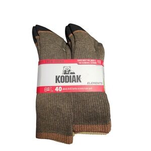 Kodiak Elements Trail Crew Socks Mens 3 Pairs Brown Black Tan Ribbed